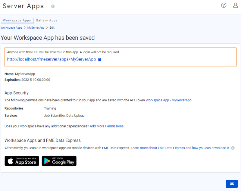 FME Server Workspace App URL